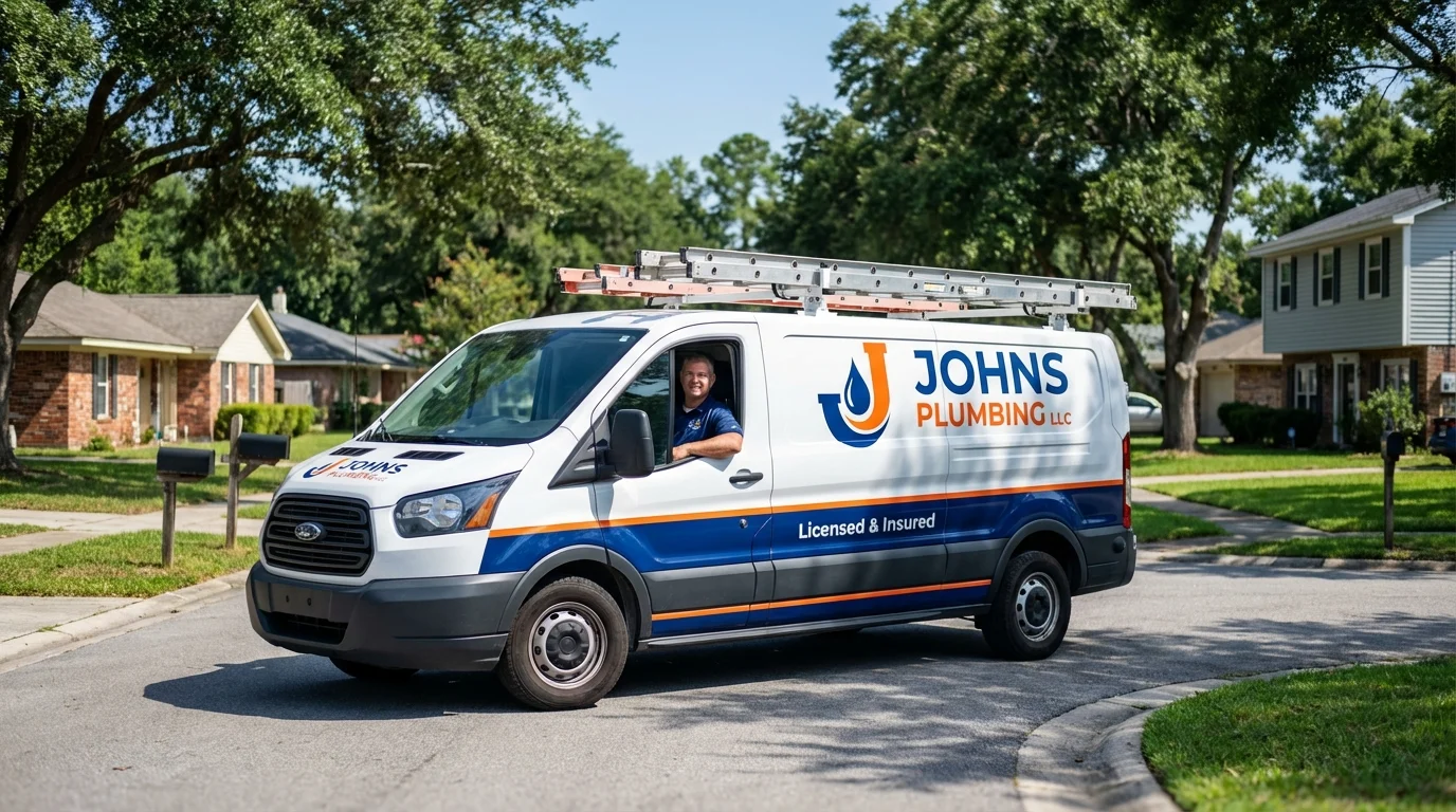 Johns Plumbing LLC service van in Farmville, VA